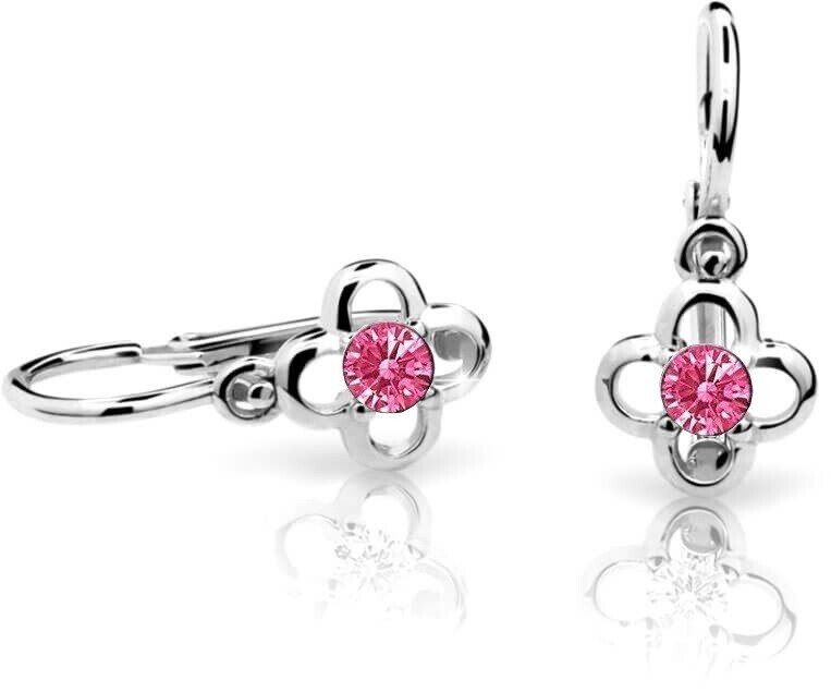 Cutie Jewellery Detské náušnice z bieleho zlata C1944-10-X-2 fuchsiová