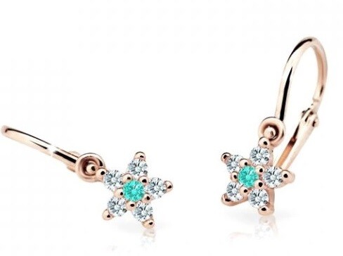 Cutie Jewellery Trblietavé detské náušnice z ružového zlata C2118-10-X-4 svetlo zelená
