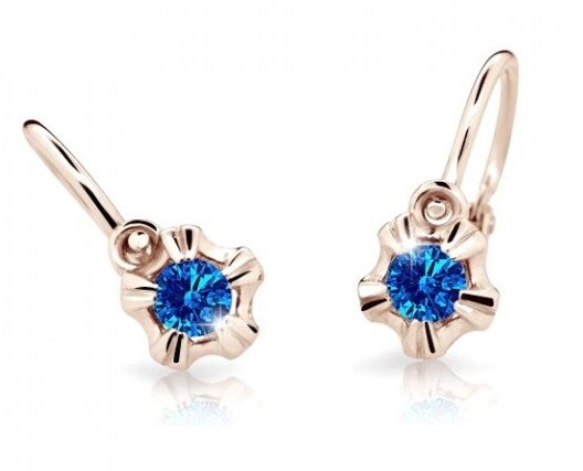 Cutie Jewellery Detské náušnice z ružového zlata C2158-10-X-4 modrá