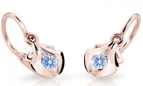 Cutie Jewellery Detské náušnice z ružového zlata C2224-10-X-4 svetlo modrá