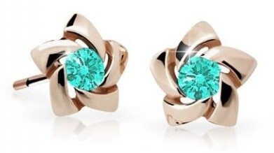 Cutie Jewellery Detské náušnice z ružového zlata C2201-30-X-4 svetlo zelená