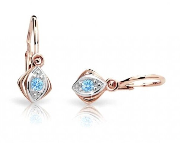 Cutie Jewellery Detské náušnice z ružového zlata C1897-10-X-4 svetlo modrá