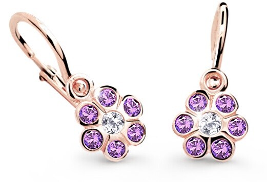 Cutie Jewellery Detské náušnice z ružového zlata C1737-10-X-4 fialová