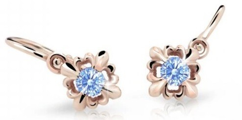 Cutie Jewellery Roztomilé detské náušnice z ružového zlata C2212-10-X-4 svetlo modrá