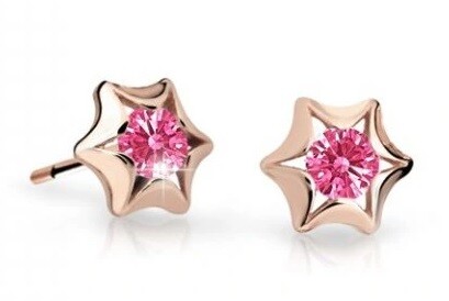 Cutie Jewellery Detské náušnice z ružového zlata C2159-30-X-4 fuchsiová