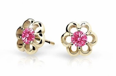 Cutie Jewellery Zlaté detské náušnice C1947-30-X-1 fuchsiová