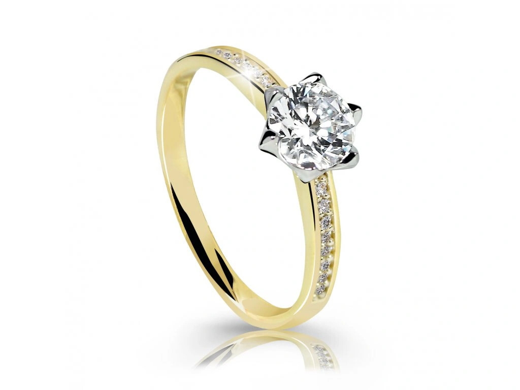 Cutie Jewellery Úchvatný trblietavý prsteň zo žltého zlata Z6149-X-1 50 mm