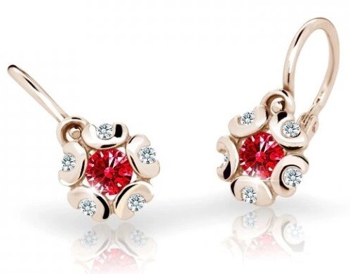 Cutie Jewellery Detské náušnice z ružového zlata C2178-10-X-4 červená