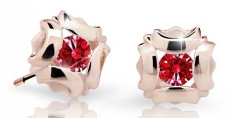 Cutie Jewellery Slušivé detské náušnice z ružového zlata C2216-30-X-4 červená