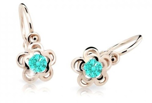 Cutie Jewellery Detské náušnice z ružového zlata C2204-10-X-4 svetlo zelená