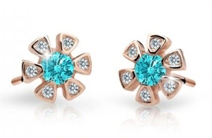 Cutie Jewellery Detské náušnice z ružového zlata C2156-30-X-4 svetlo zelená