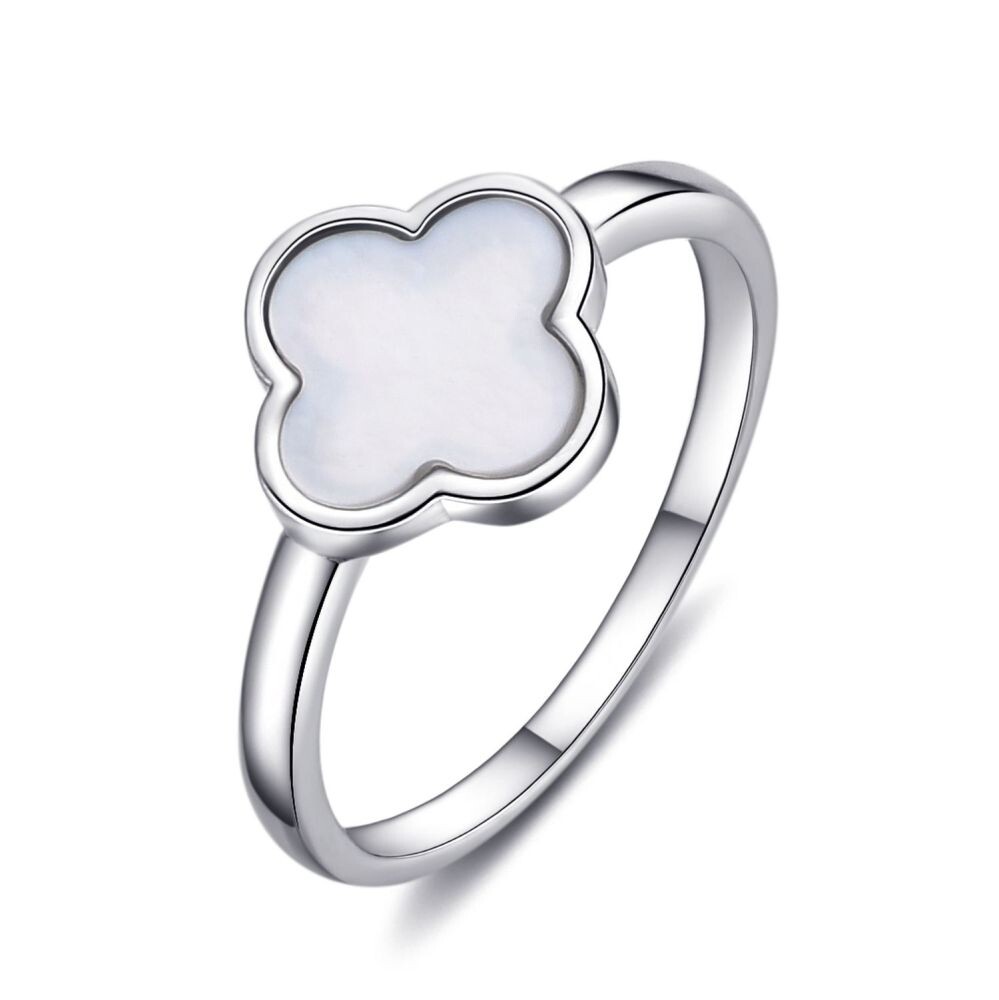 MOISS Luxusný strieborný prsteň s perlou Quatrefoil R0004455-P 52 mm