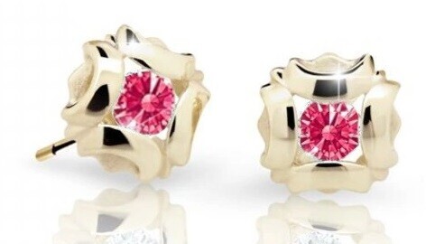Cutie Jewellery Slušivé detské náušnice zo žltého zlata C2216-30-X-1 fuchsiová