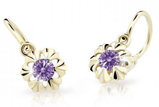 Cutie Jewellery Zlaté detské náušnice C2213-10-X-1 fialová