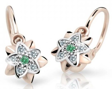 Cutie Jewellery Detské náušnice z ružového zlata C2210-10-X-4 zelená
