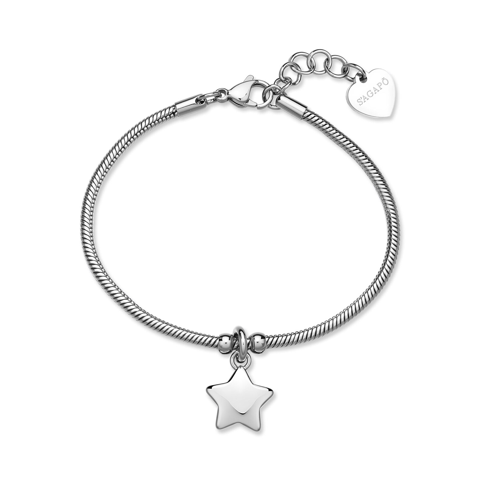 S'Agapõ Moderný oceľový náramok s hviezdou Click SCK287