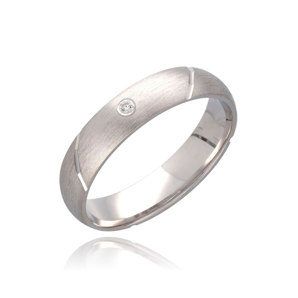 MOISS Brúsený strieborný prsteň s čírym zirkónom RL000161-P 50 mm