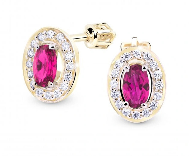 Cutie Jewellery Trblietavé zlaté náušnice so zirkónmi Z8049-30-X-1 červená