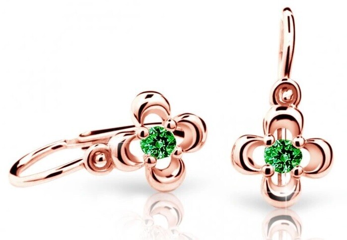 Cutie Jewellery Detské náušnice z ružového zlata C2013-10-X-4 zelená