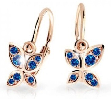 Cutie Jewellery Detské náušnice z ružového zlata Motýliky C2259-10-X-4 modrá