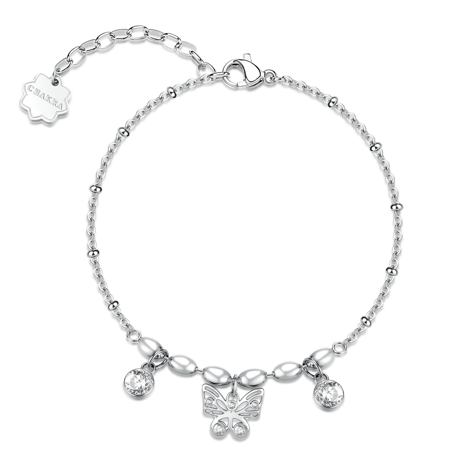 Brosway Elegantný oceľový náramok s príveskami Motýľ Chakra BHKB267
