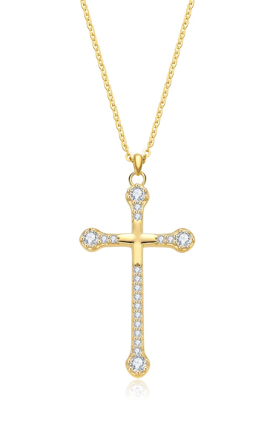 MOISS Nadčasový pozlátený náhrdelník Kríž so zirkónmi N0001051