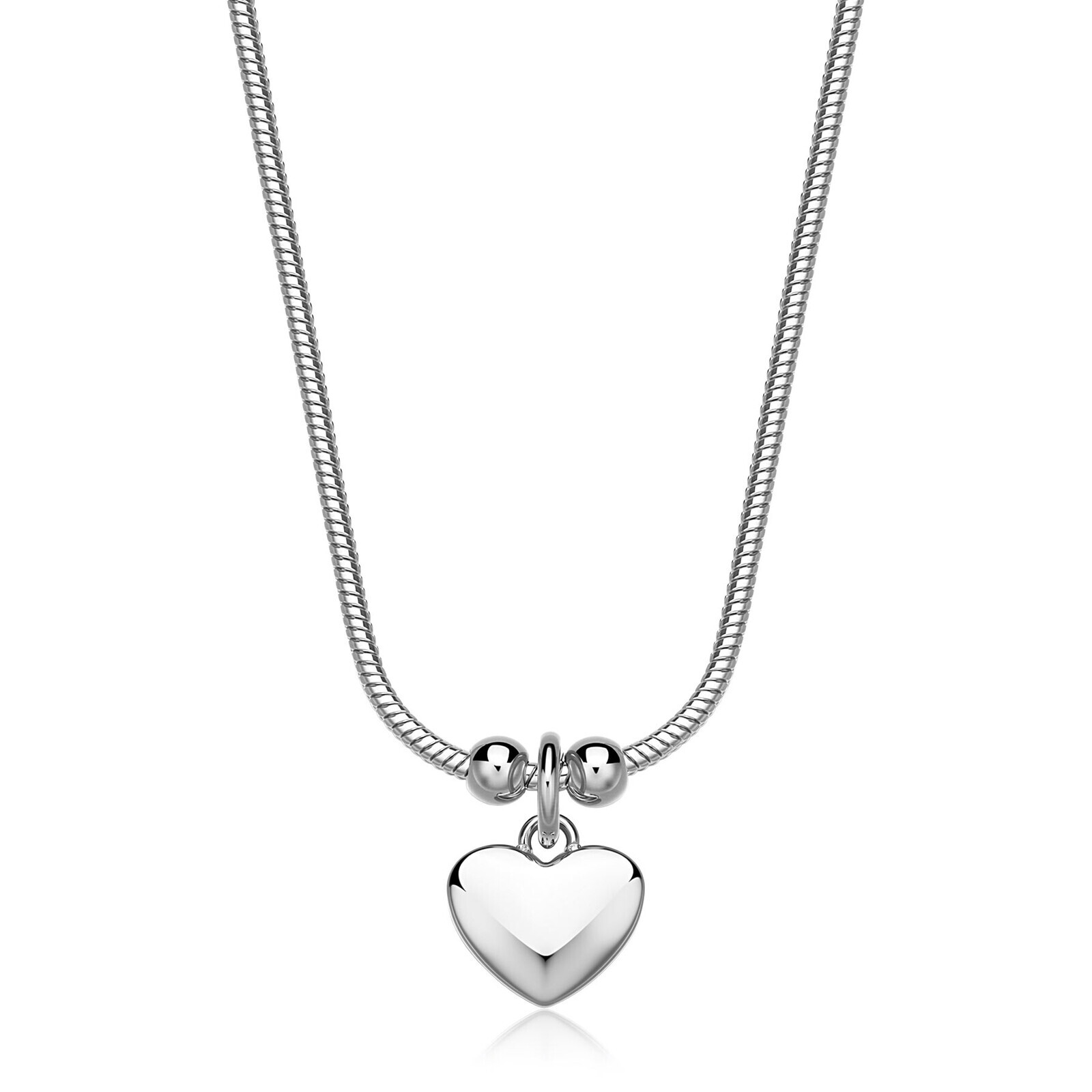 S'Agapõ Oceľový náhrdelník s príveskom srdca Click SCK285