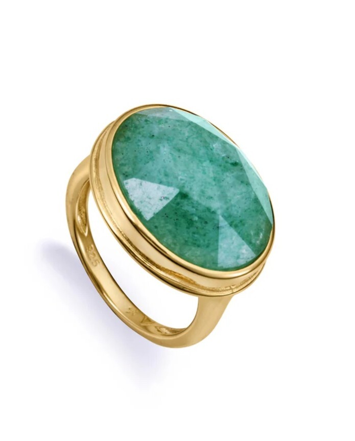 Viceroy Jedinečný pozlátený prsteň so zeleným kremeňom 2323A 57 mm