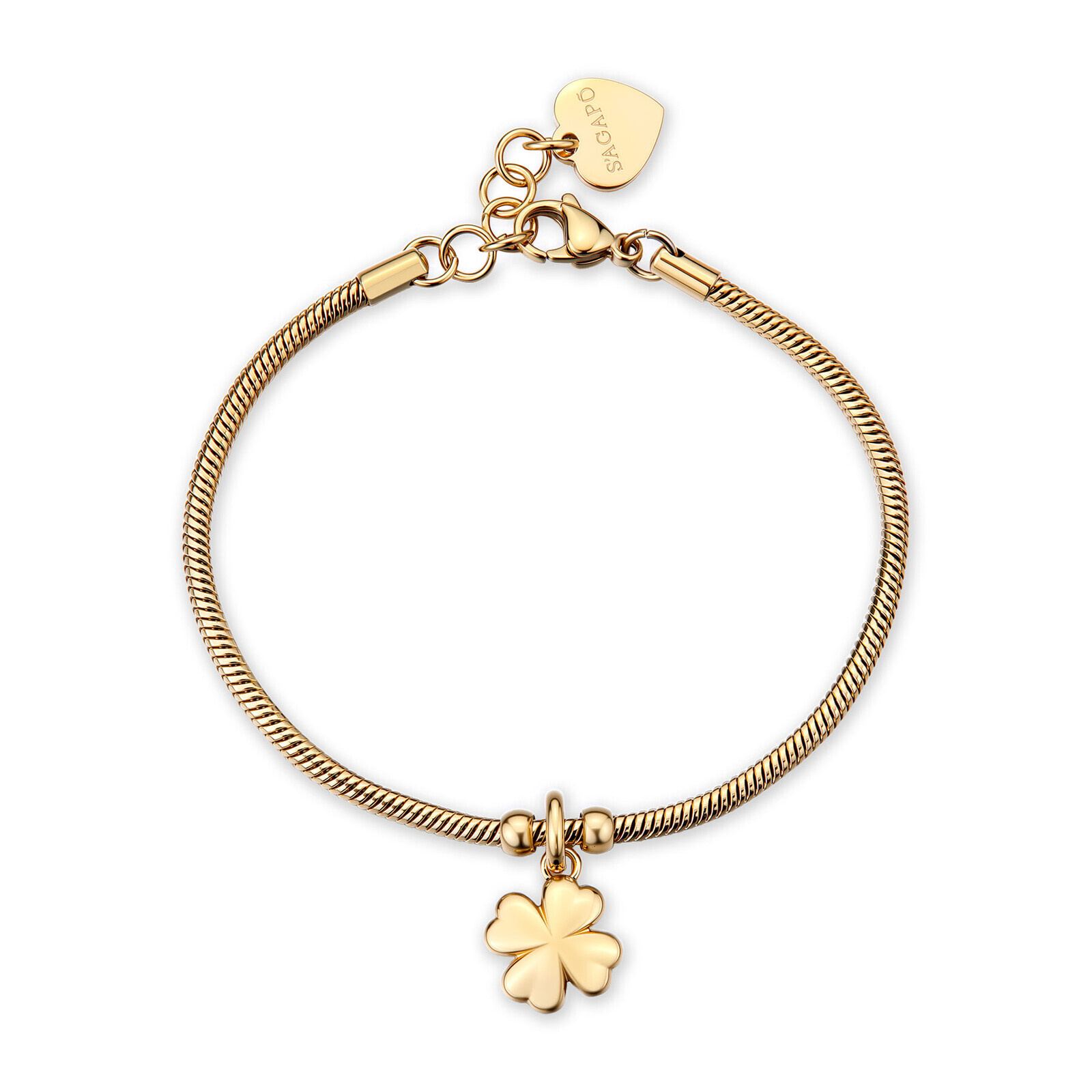 S'Agapõ Luxusný pozlátený náramok so štvorlístkom Click SCK290
