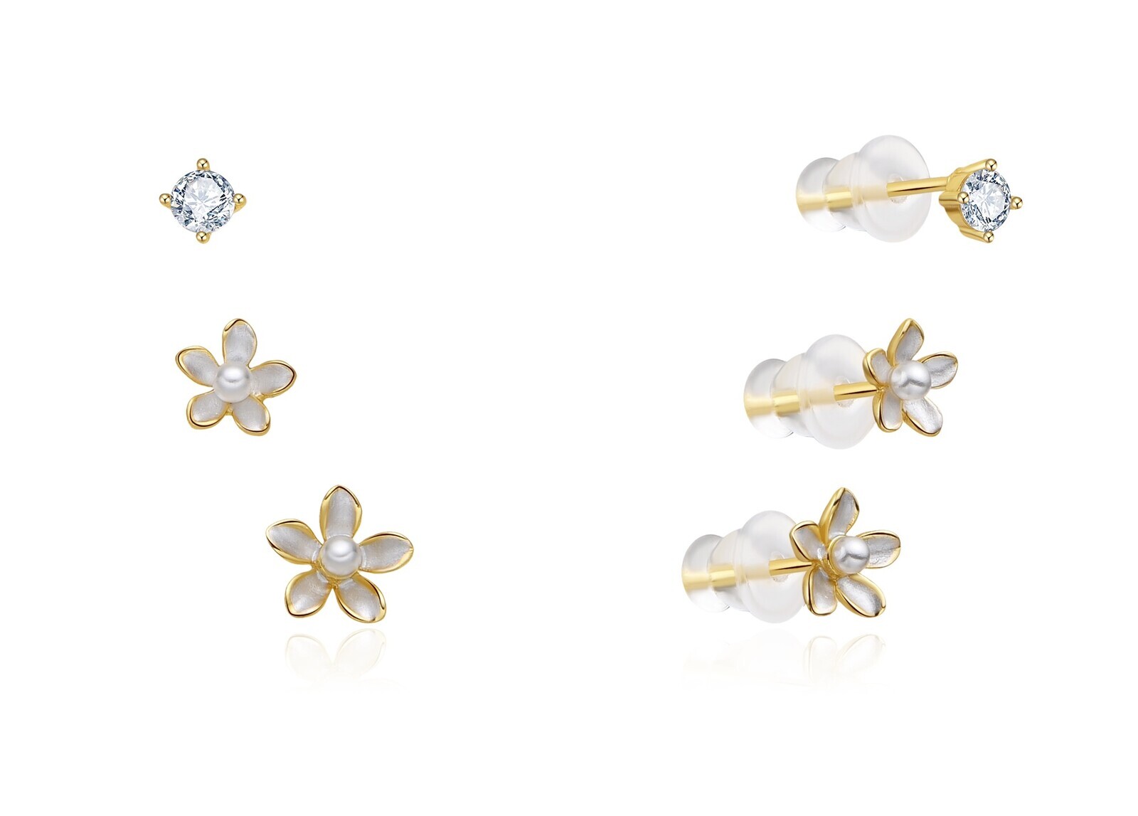 MOISS Krásna pozlátená sada náušníc E0004870 (3 páry náušníc)