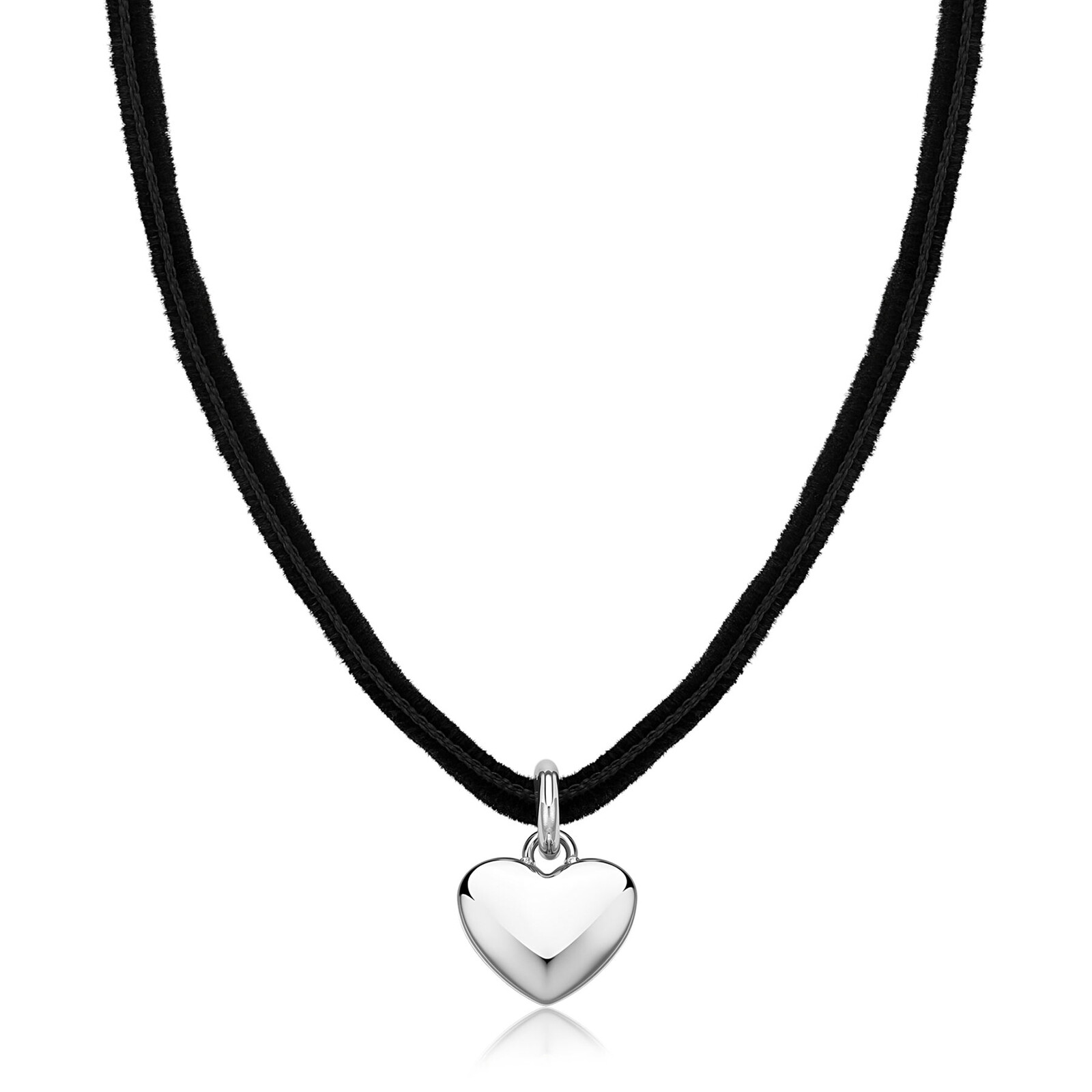 S'Agapõ Náhrdelník s oceľovým príveskom Srdce Click SCK278