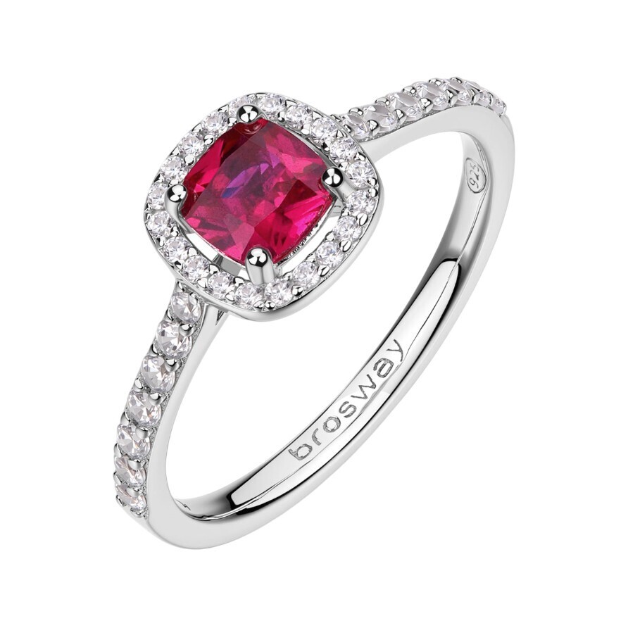 Brosway Elegantný strieborný prsteň Fancy Passion Ruby FPR136 52 mm