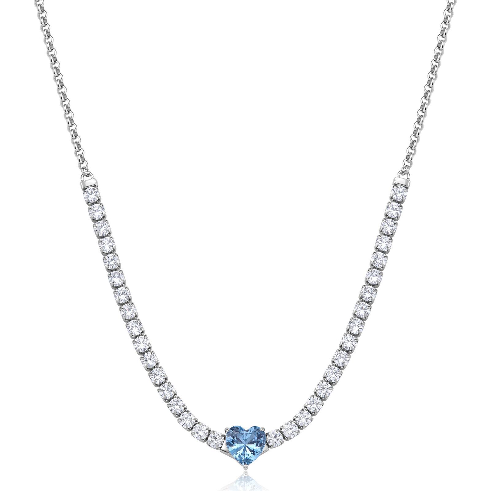 S'Agapõ Náhrdelník s modrým kubickým zirkónom Dazzly SDZ148