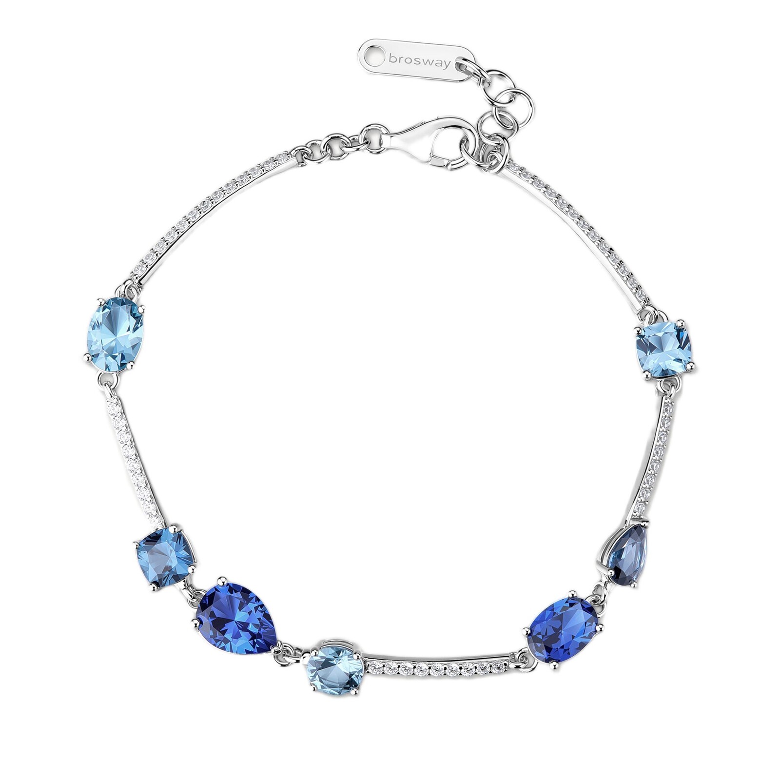 Brosway Strieborný náramok s modrými kubickými zirkónmi Fancy Freedom Blue FFB132