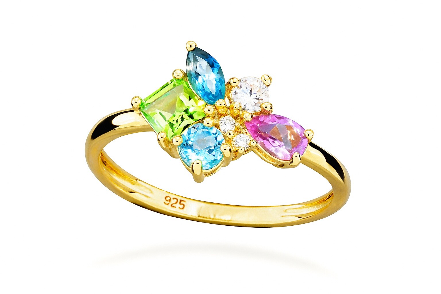 Silver Cat Hravý pozlátený prsteň Colored stones SC625 52 mm