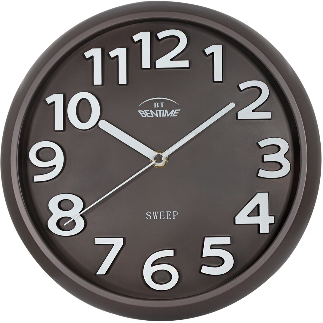 Bentime Nástenné hodiny s plynulým chodom H43-SW8315BR