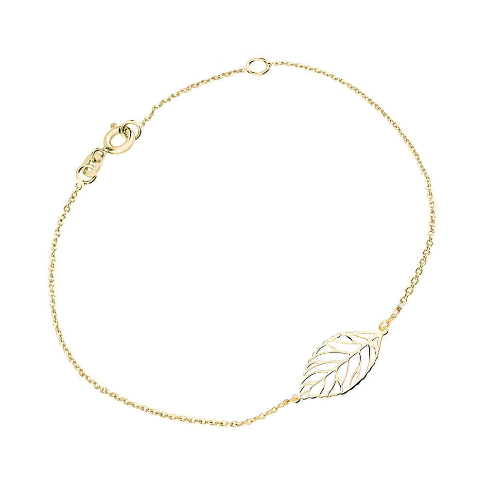 Cutie Jewellery Slušivý zlatý náramok na nohu Lístok Z0132-70-X-1