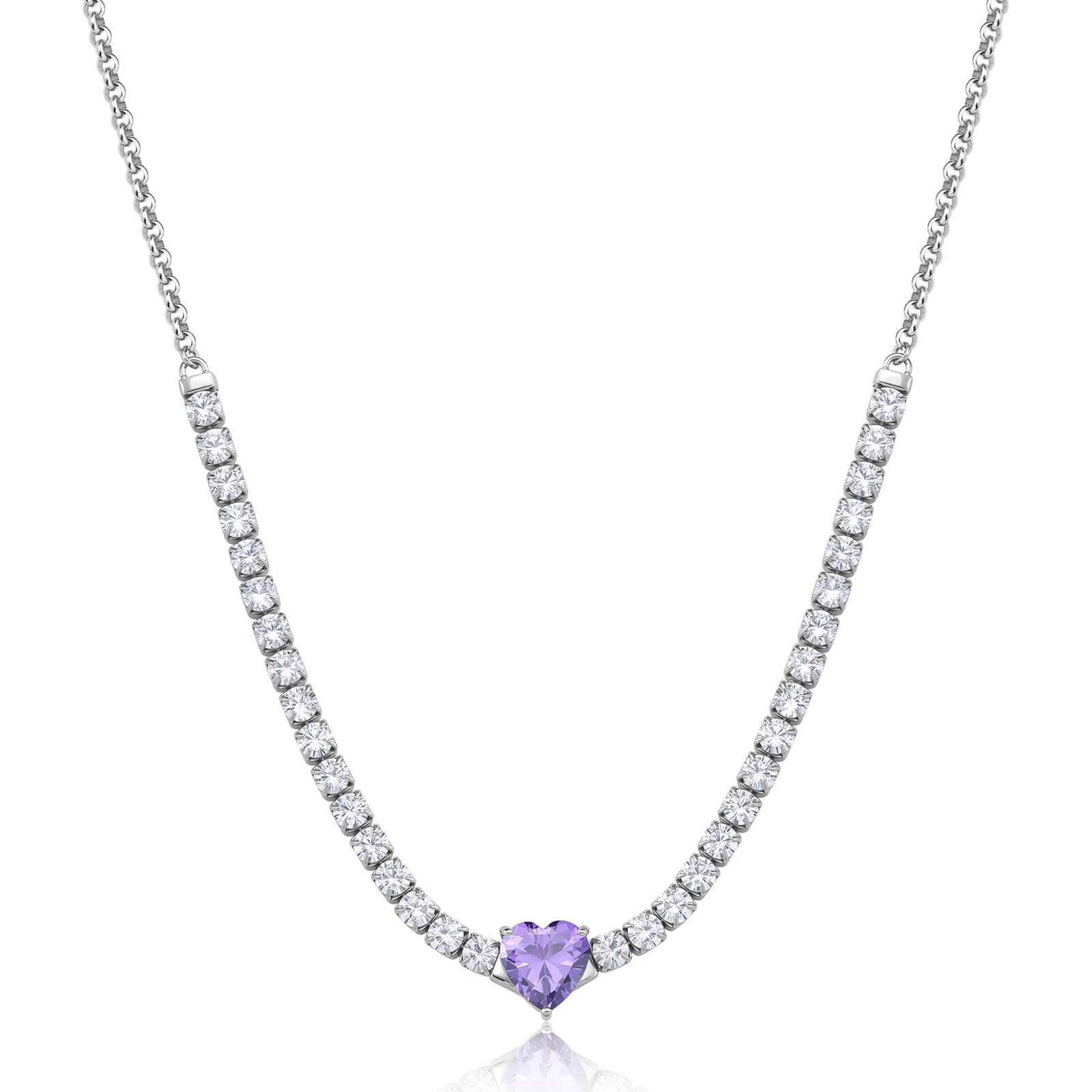 S'Agapõ Náhrdelník s fialovým kubickým zirkónom Dazzly SDZ149