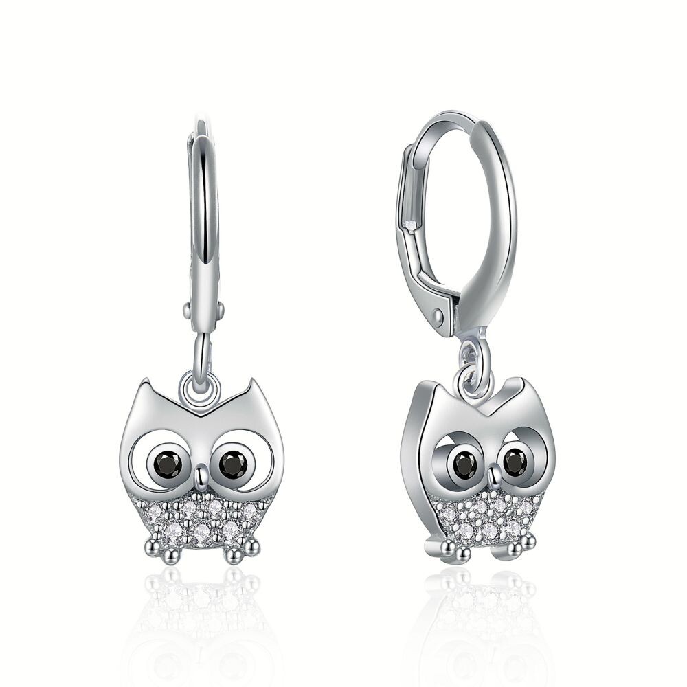 MOISS Nežné okrúhle náušnice s príveskami Sova E0002888