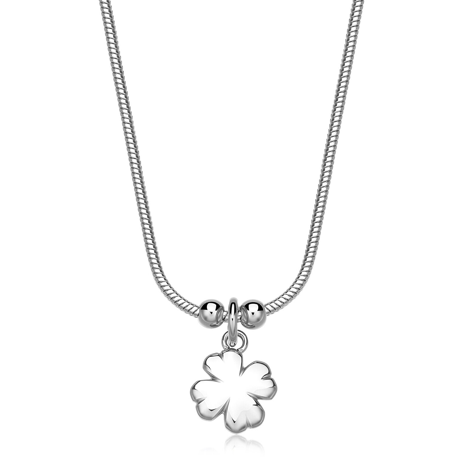 S'Agapõ Oceľový náhrdelník pre šťastie Štvorlístok Click SCK282