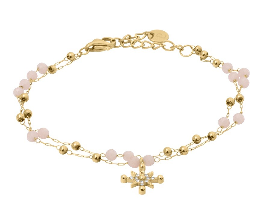 Pierre Lannier Dvojitý pozlátený náramok s korálkami Australe BJ22A1251