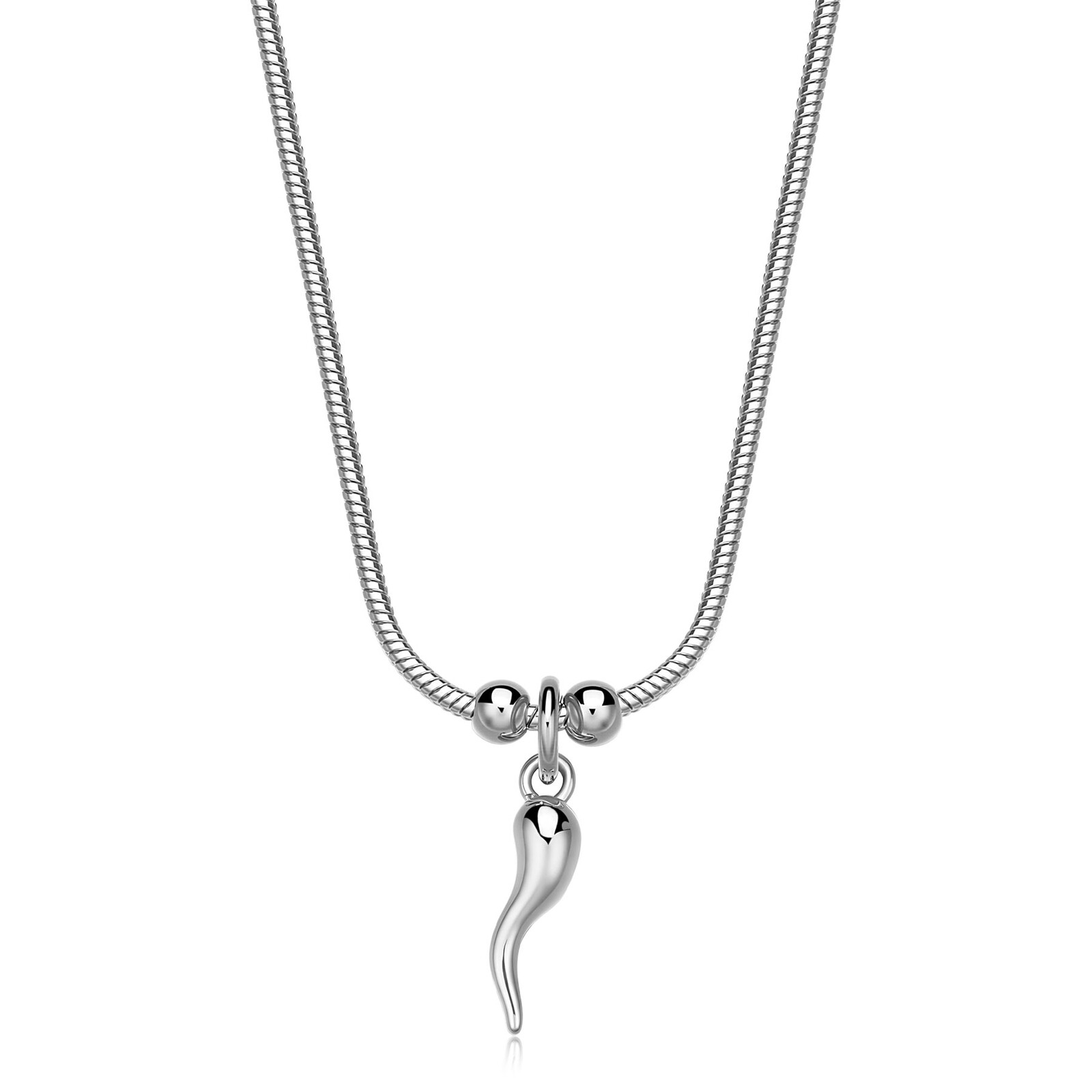 S'Agapõ Slušivý oceľový náhrdelník pre šťastie Click SCK281