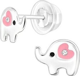 4SILVER Sloník Love premium, puzetové, silikón (Ag 925/1000, 0,1 g)