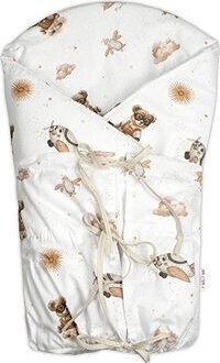 Baby Nellys Klasická retro zavinovačka LALLY šněrovací s výplní, Méďa pilot – béžový