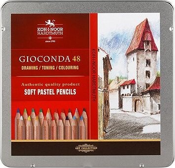 KOH-I-NOOR GIOCONDA 8829/48 prašné kriedy v ceruzke v laku v plechovom puzdre 48 ks