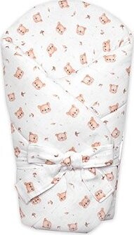 Baby Nellys Mušelínová zavinovačka s výztuží na zavazování Teddy Bear, 75 × 75 cm, bílá