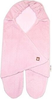 Baby Nellys Chlupáčková zavinovačka s kapucí a nožičkama, pudrová