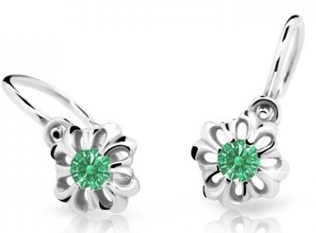 Cutie Jewellery Nežné detské náušnice z bieleho zlata C2208-10-X-2 zelená