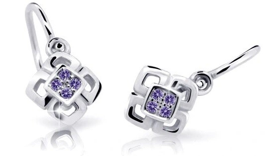 Cutie Jewellery Detské náušnice z bieleho zlata C2240-10-X-2 fialová