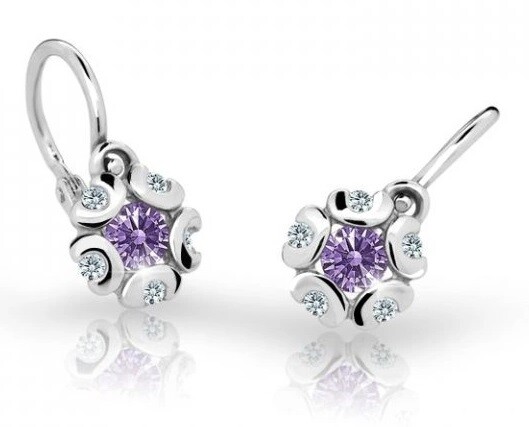 Cutie Jewellery Detské náušnice z bieleho zlata C2178-10-X-2 fialová